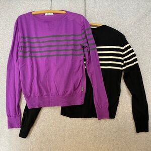 Rapha Breton Sweater Size M TWO SWEATERS Purple Black Striped Zip Pocket